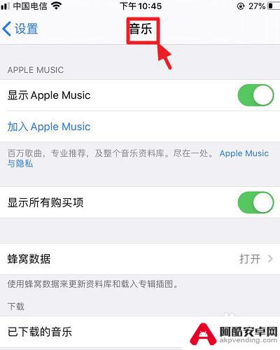 苹果手机设置里没有音乐选项怎么办