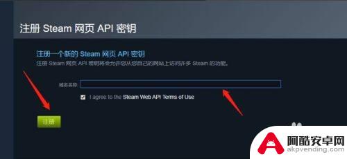 api密钥steam域名名称怎么填